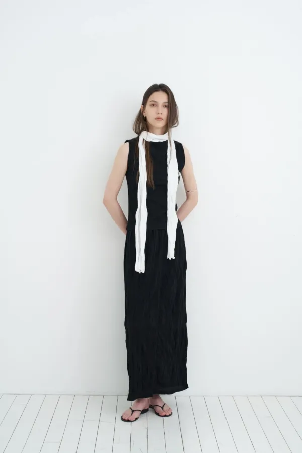 Wrinkle Skirt ( Ivory / Black )