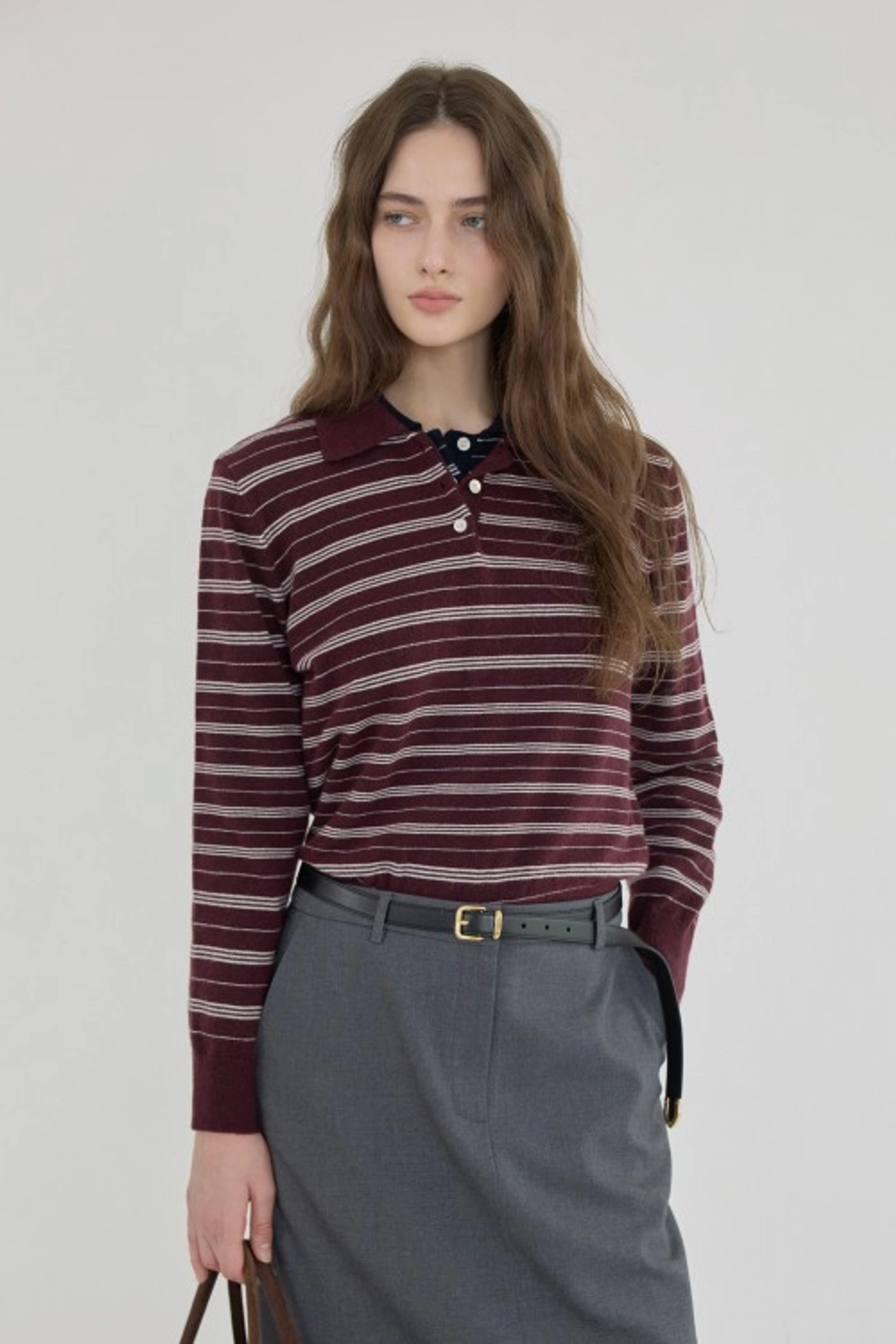 퀸스래빗 Multi Stripe collar Knit 상품 이미지 2
