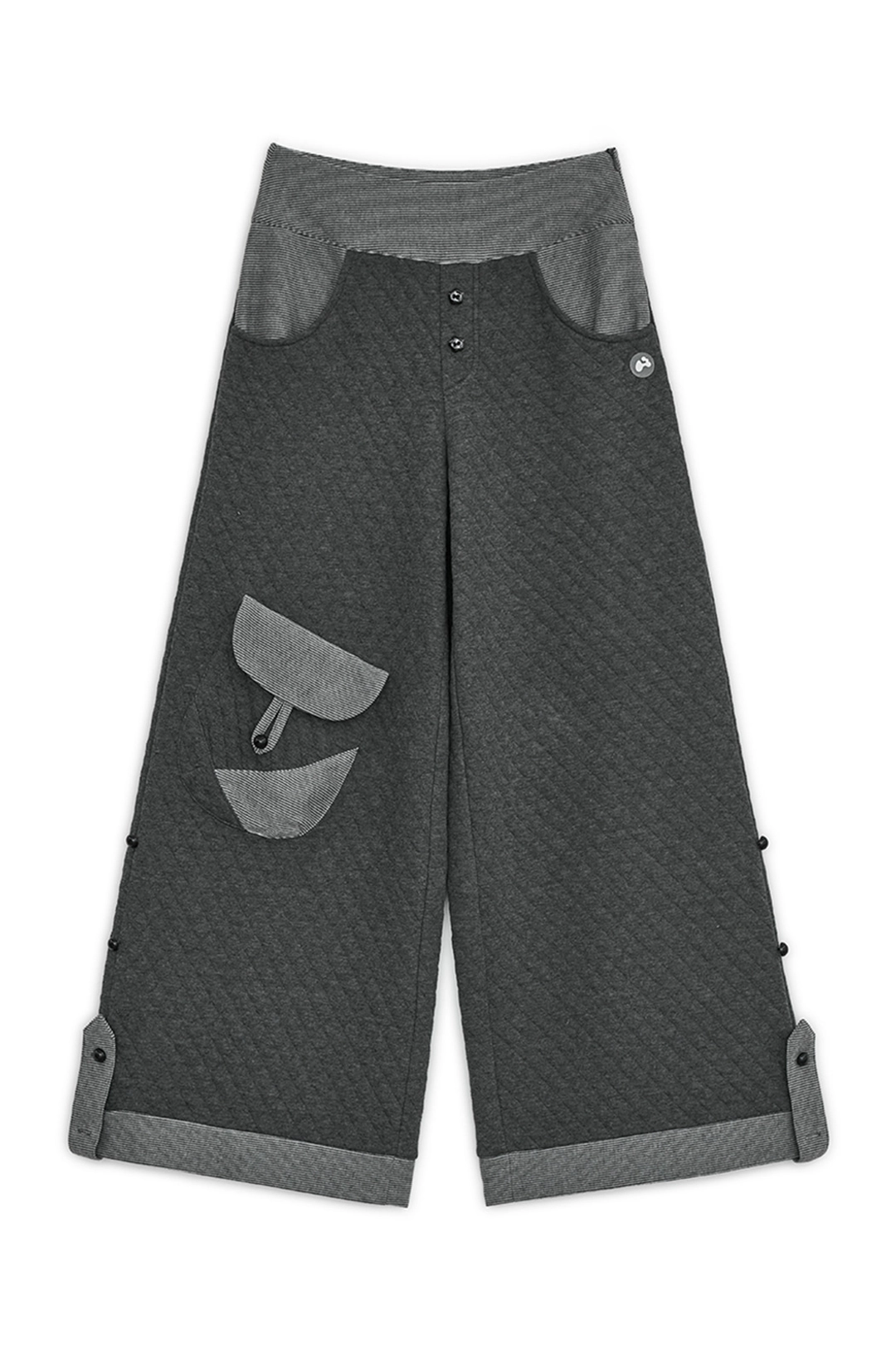 허그유어스킨 Quilted flap button pants (Gray) 상품 이미지 1