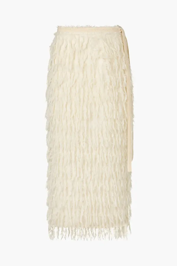 [1st Re-order] Feather H-line Skirt, Ivory