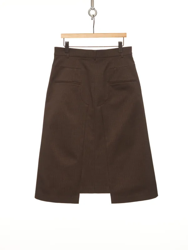 FW26 BROWN CHECK PANEL A-LINE SKIRT