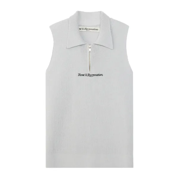 HALF ZIP-UP KNIT VEST - GREY