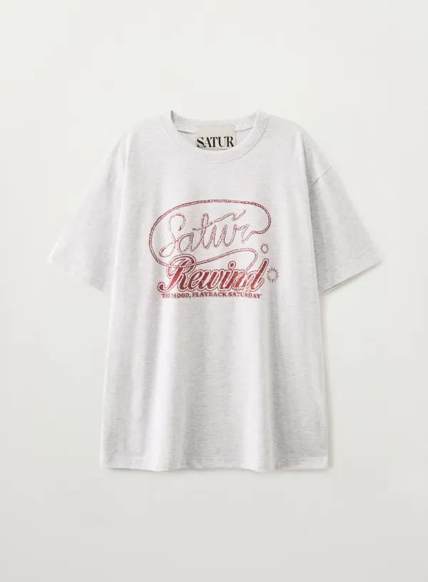 Rewind Graphic T-shirt - Melange White
