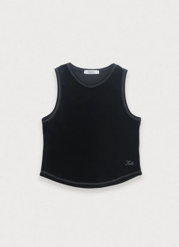 LOUNGE VELOUR SLEEVELESS - CHARCOAL
