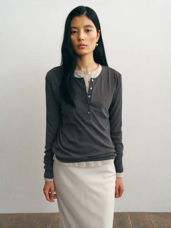 Serene Henley Neck Tee_Charcoal