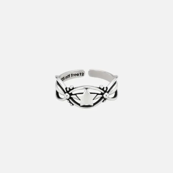 [silver925] star glimmer ring-black silver