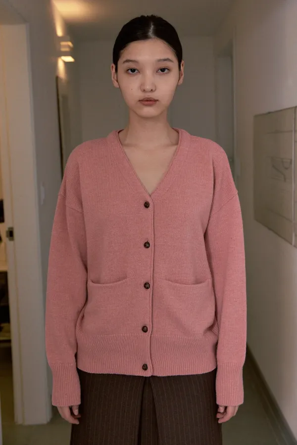 Wool Classic Cardigan (Pink)