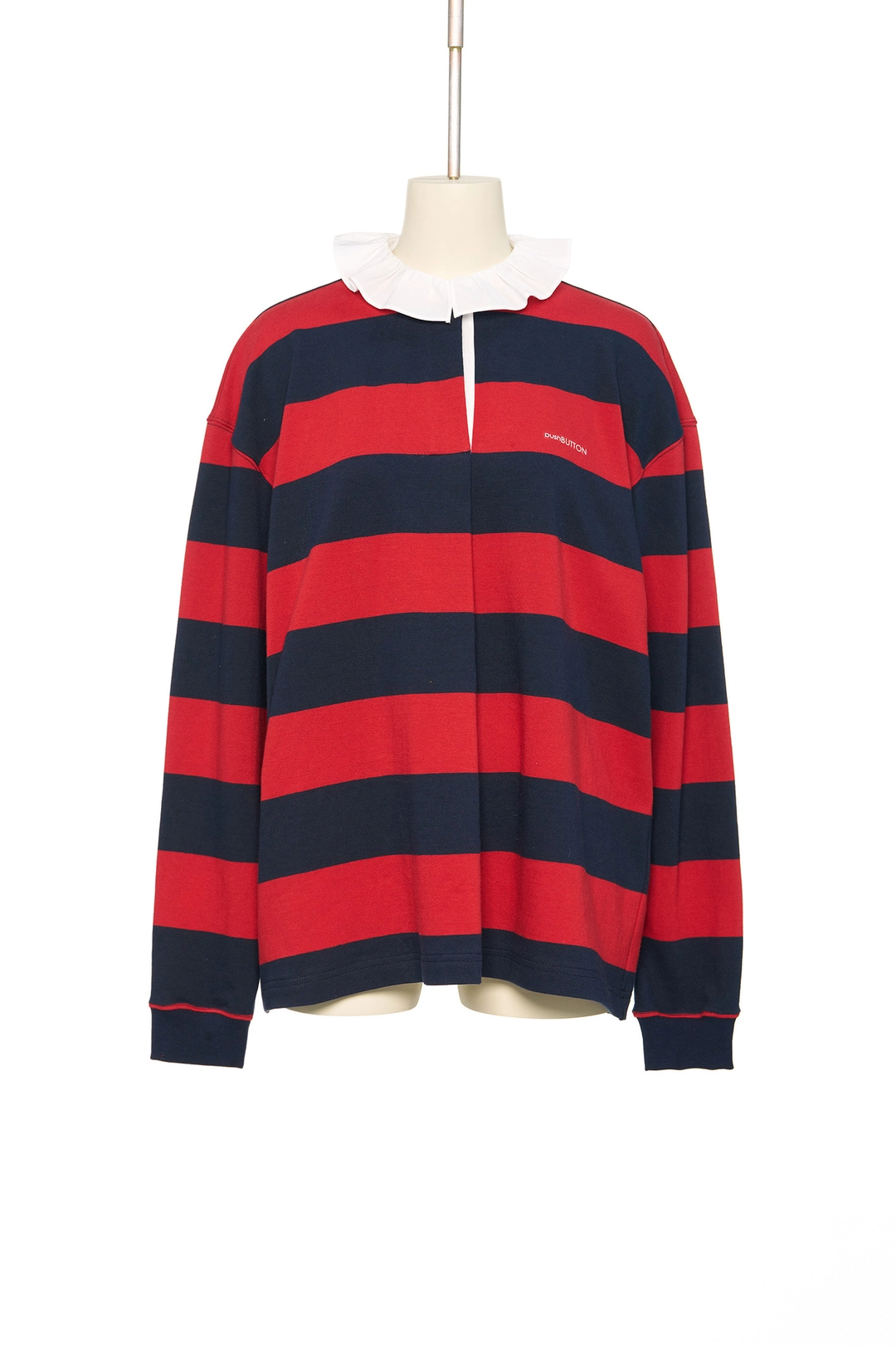 푸쉬버튼 FW25 UNDERLINE RED STRIPE RUGBY TOP 상품 이미지 1
