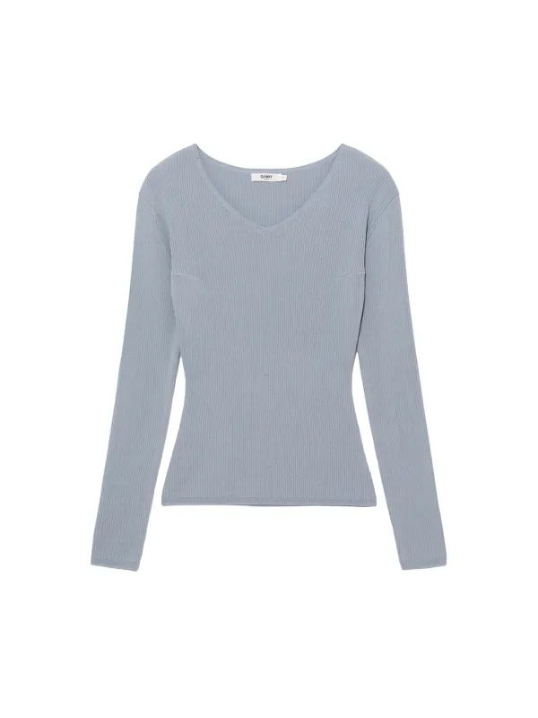 G CLASSIC RIB V-NECK KNIT (BLUE)
