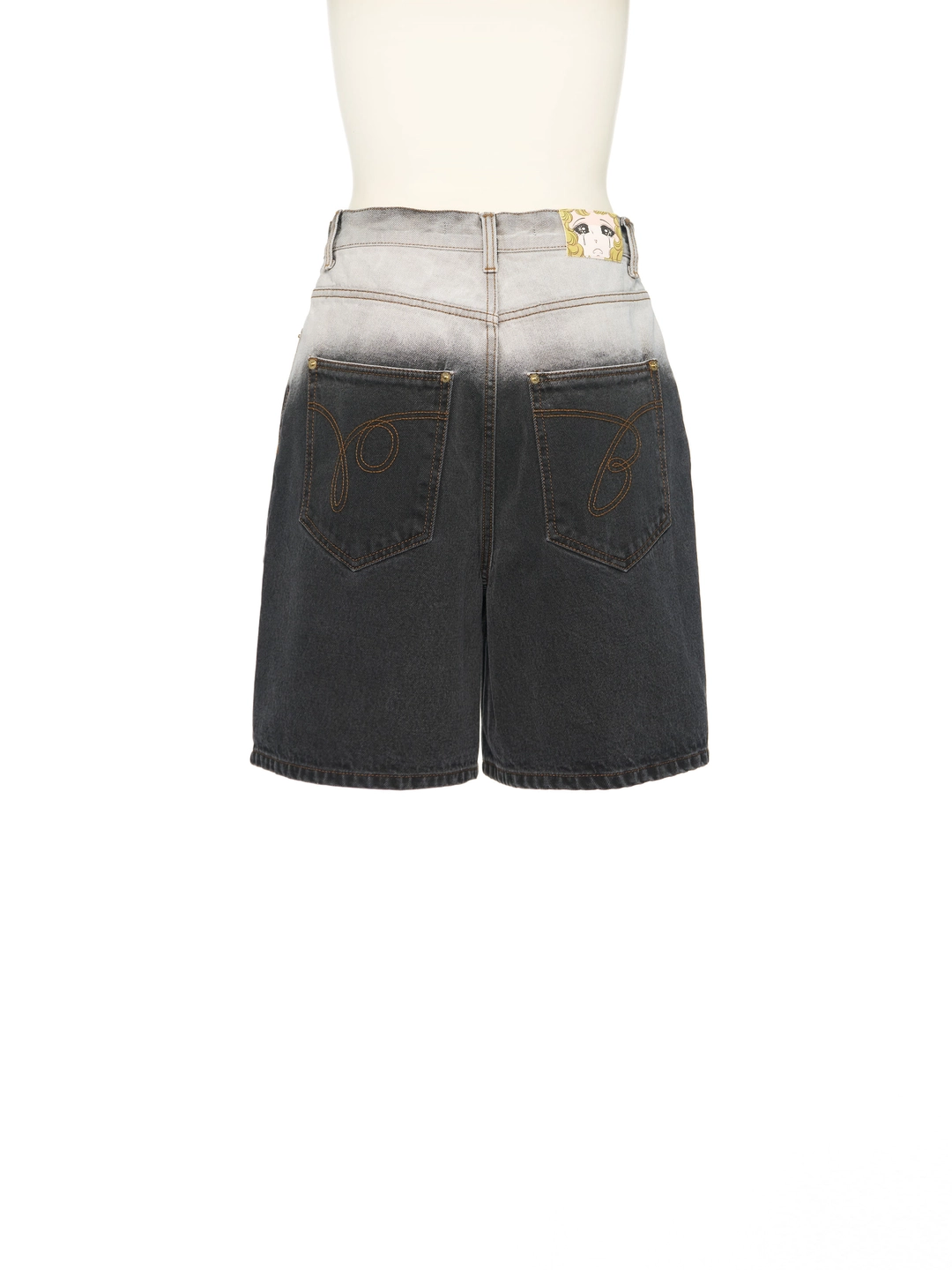 푸쉬버튼 FW25 UNDERLINE BLACK WASHED BERMUDA DENIM PANTS 상품 이미지 3