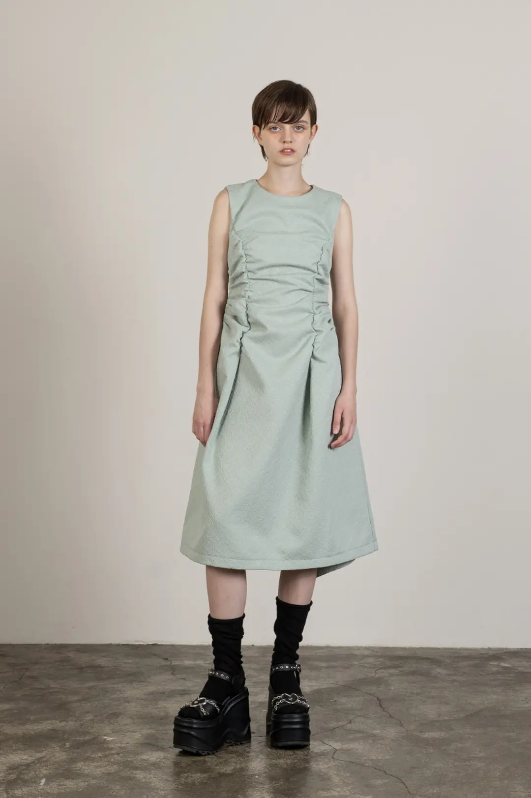 비뮈에트 JACQUARD SIDE SHIRRING DETAIL DRESS 상품 이미지 1