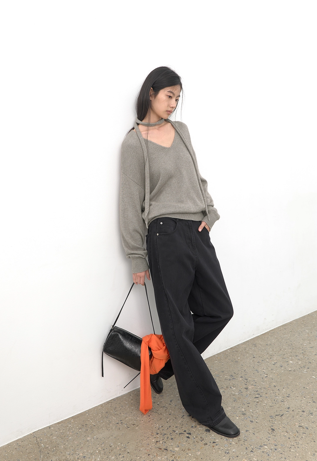 아뜰리에 나인 (T-7300)RACOON BLENDED MEFFLER SET V-NECK KNIT S 상품 이미지 2