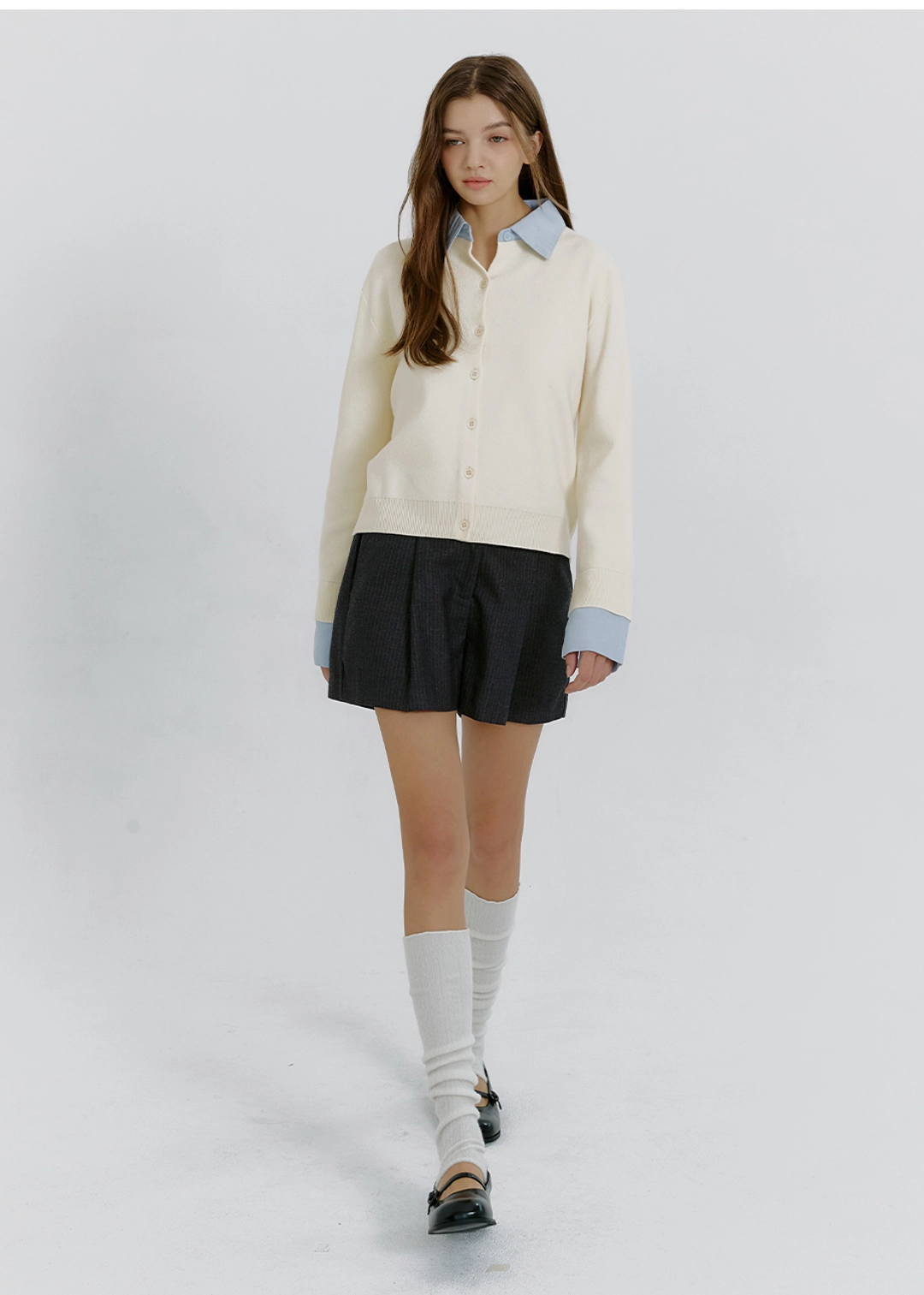미케네 [44-120]  Lenidin Shirt Collar Cardigan  레니딘 셔츠 카라 가디건 (가을-봄-데일리룩-데이트룩-출근룩-격식룩-하객룩-데일리가디건-셔츠-카라가디건-롱슬리브-긴팔가디건-레이어드-베이직-자체제작) 상품 이미지 2