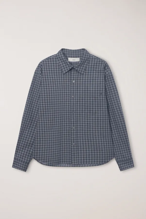 UNISEX CROPPED CHECKED SHIRT NAVY CHECK_UDSH6A116N2