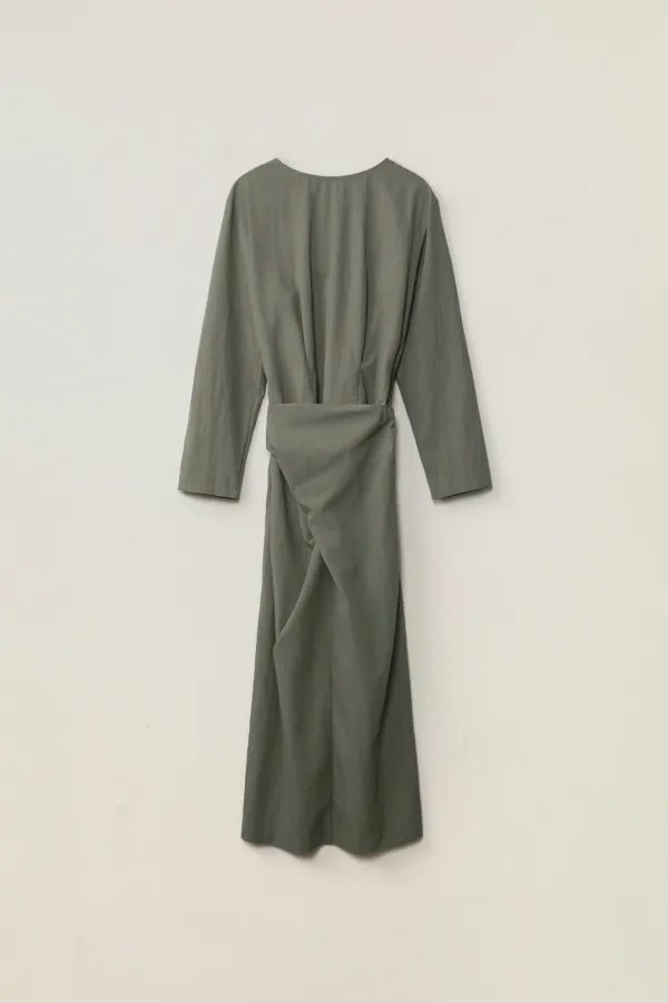 DERPI TWIST STRAP DRESS_KHAKI