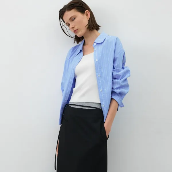 (BL-4354)ESSENTIAL STRIPE CROP SHIRT