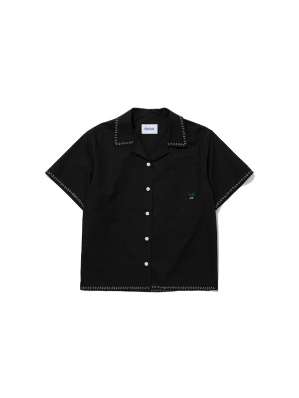 Pocket Embroidered Shirt Black_F262SH02