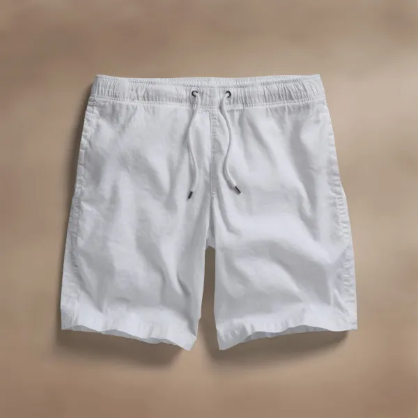 Linen Blend Jogger Short - White