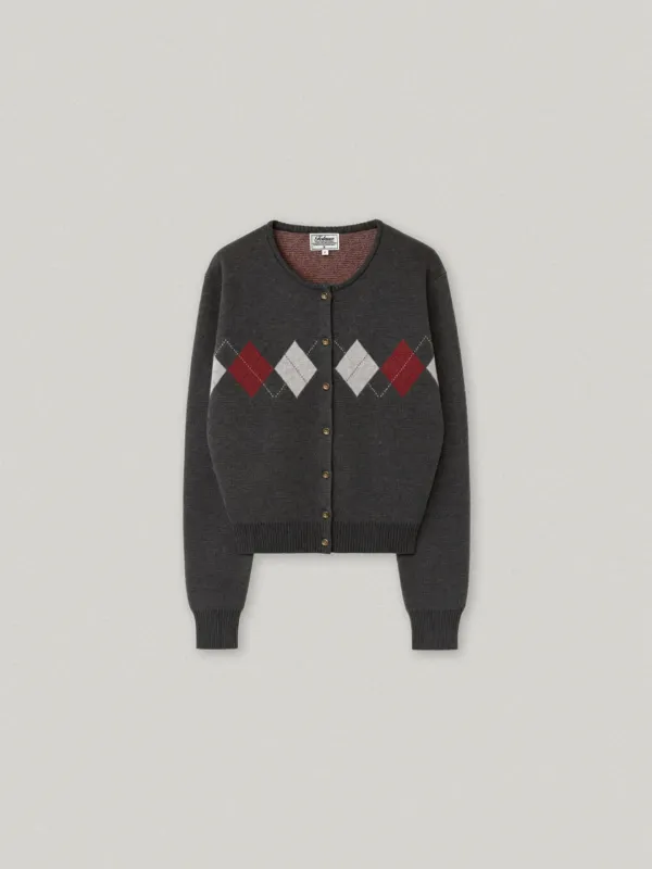 HARRINGTON ARGYLE CARDIGAN (CHARCOAL)