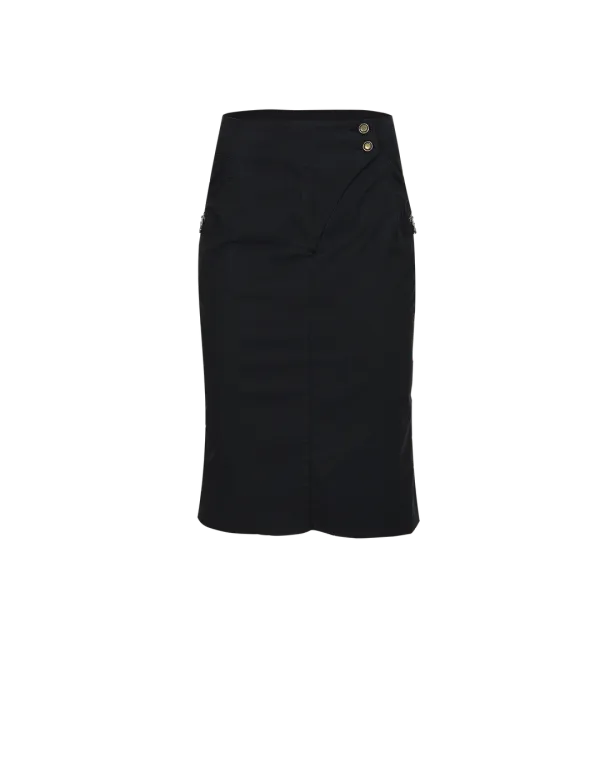 SIDE SLIT MIDI SKIRT_BLACK