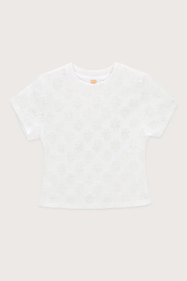 Flower Jacquard T-Shirt (White)