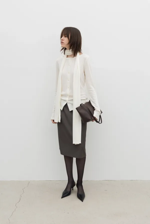 [2nd] Classic Ribbed Scarf Cardigan (Ivory / Beige / Dark Gray / Black)