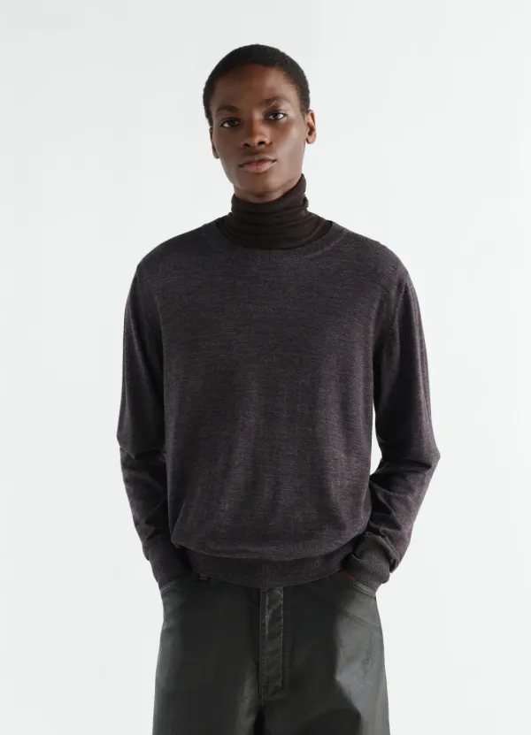CREW-NECK SWEATER IN FINE MOULINÉ MERINO WOOL