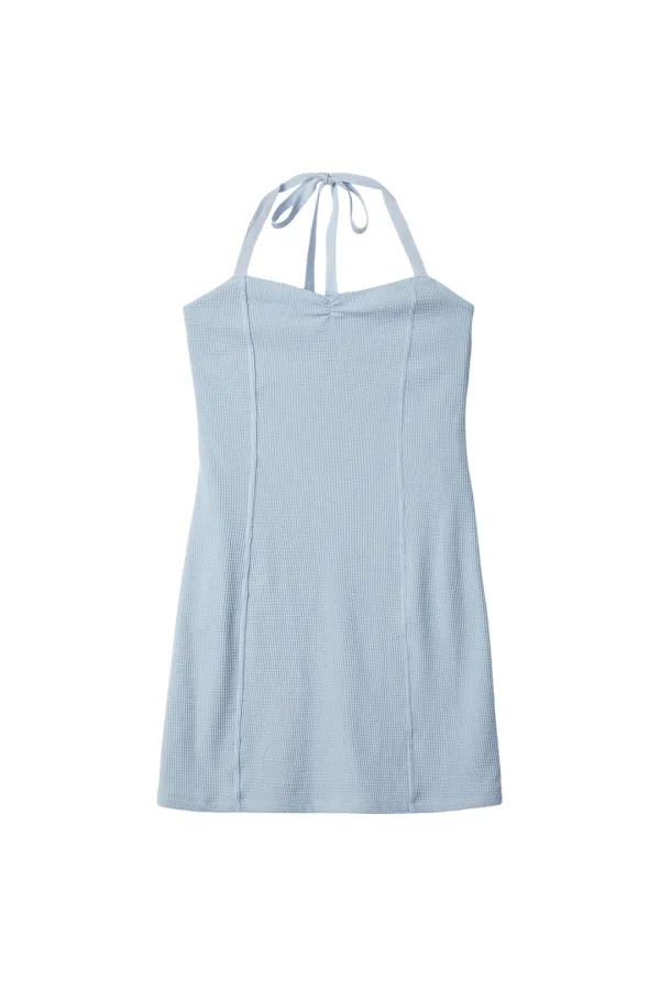 RR HALTER NECK MINI DRESS - SKY BLUE