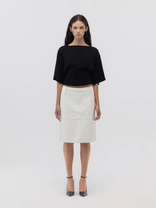 SOFT CURVE MIDI SKIRT (IVORY)