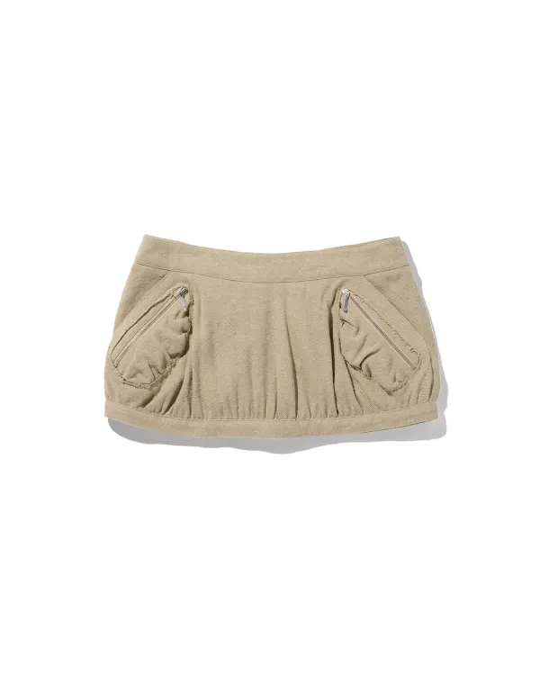 UTILITY PLEATED MINI SKIRT_BEIGE