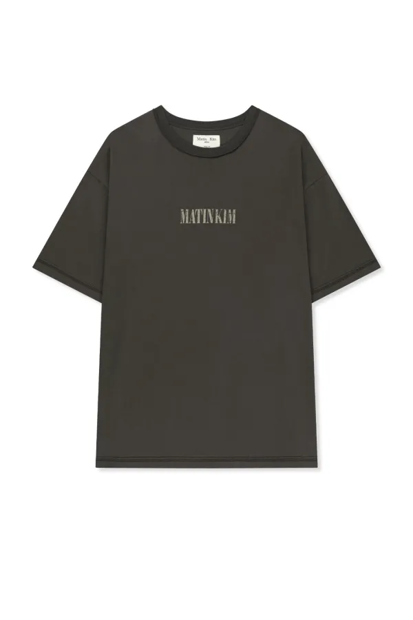 VINTAGE LETTERING GRAFFITI TOP IN CHARCOAL