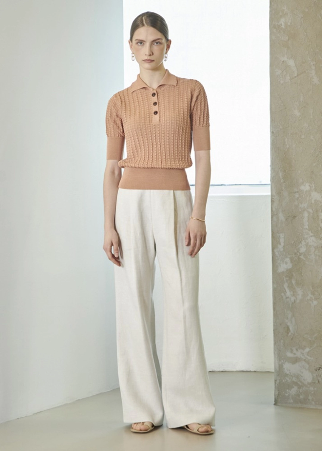 메종드이네스 CLASSIC BANDING TUCK SLACKS_WHITE 상품 이미지 2