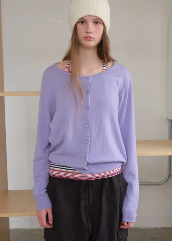 ORGANZA LABEL CASH CARDIGAN - LIGHT PURPLE