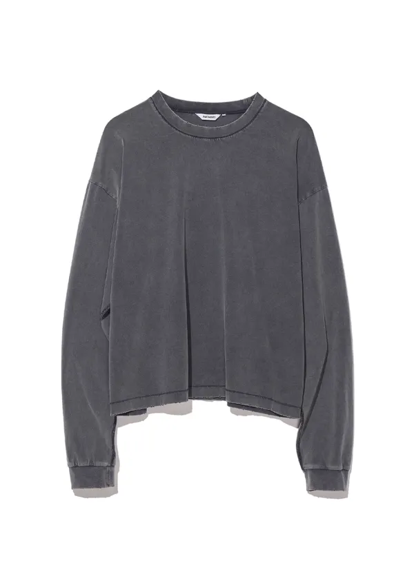 VTG Washed Crop Long Sleeve_Charcoal