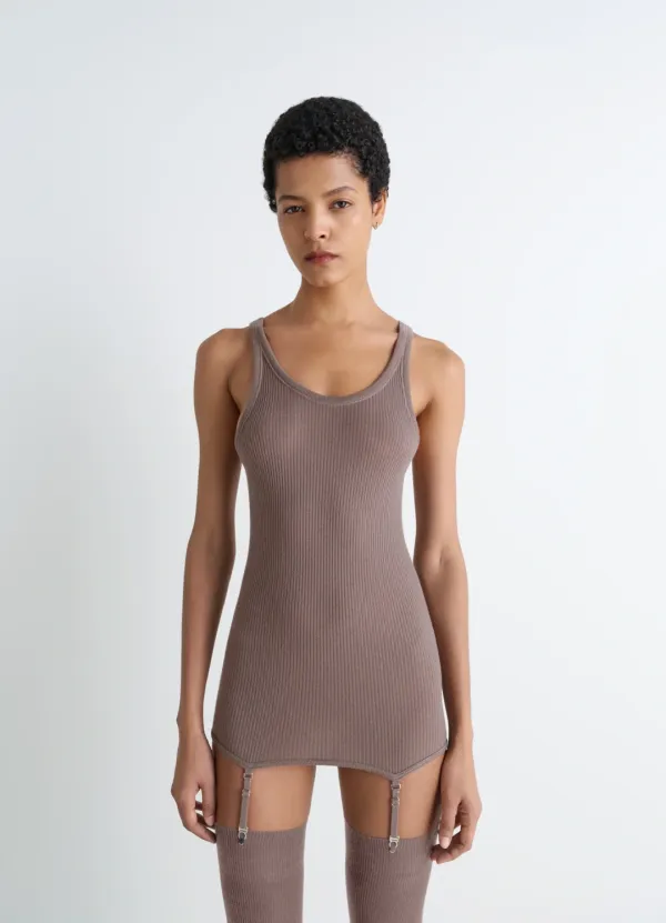 SEAMLESS SHORT SLEEVES TANK TOP WITH SUSPENDERS