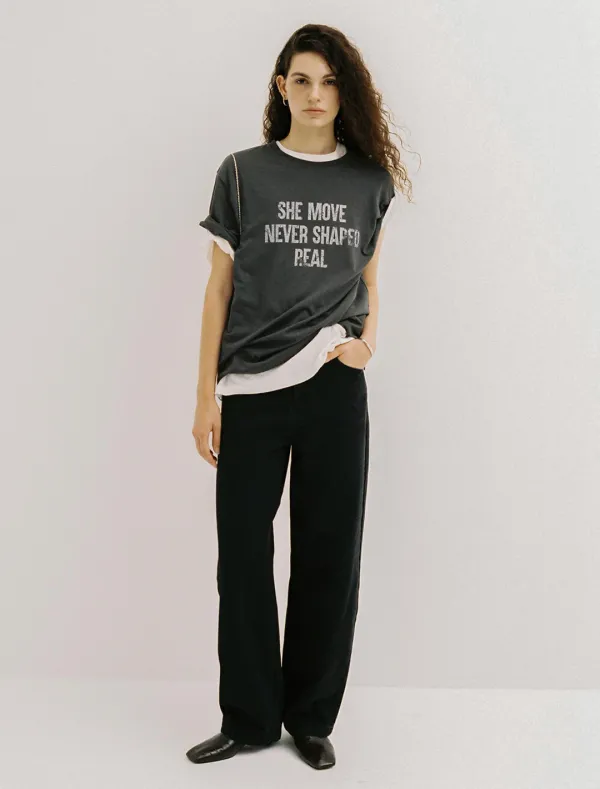 VINTAGE CRACK LETTERING T-SHIRT [CHARCOAL]