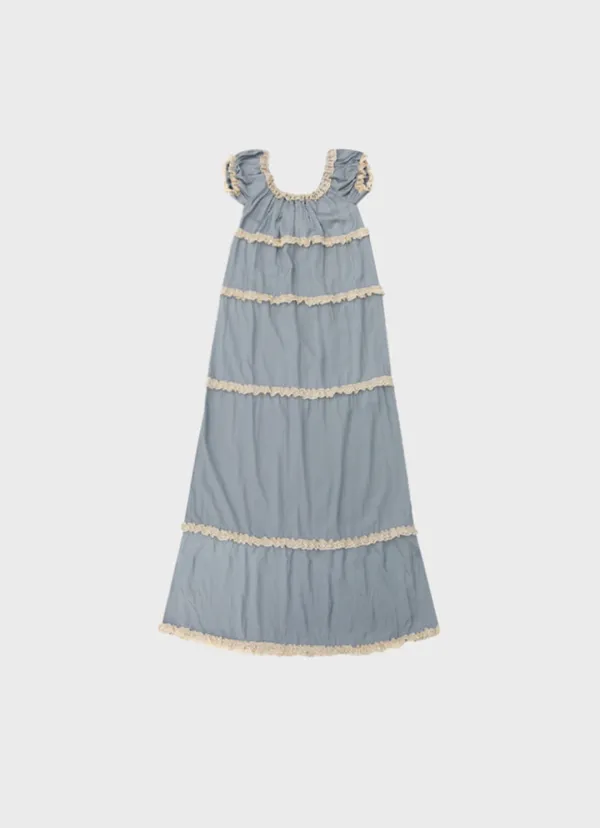 silk strap tiered maxi dress