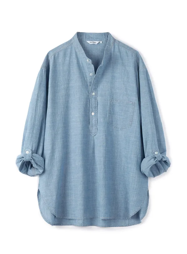 Chambray Denim Pullover Shirts_Light Blue