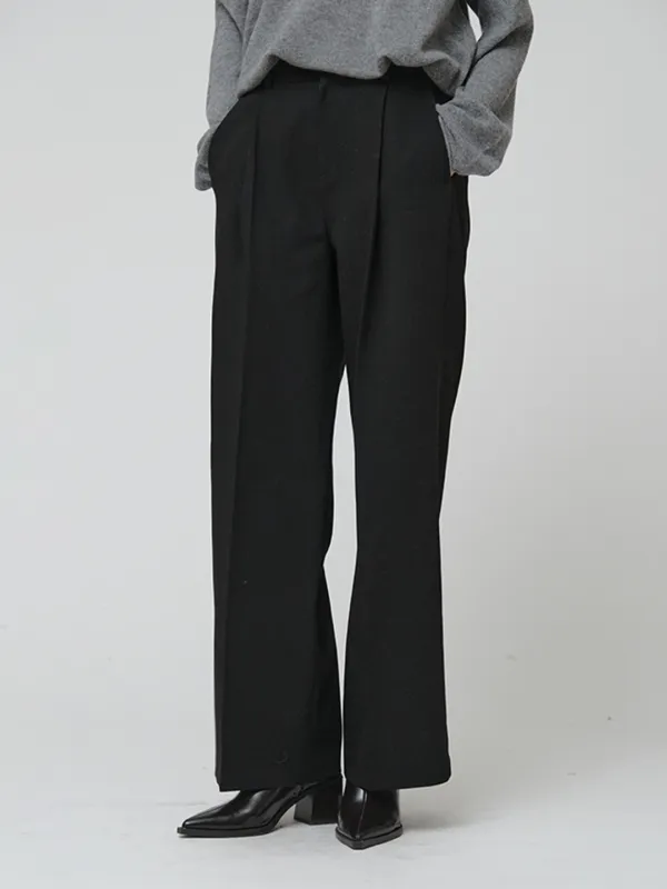 [REFURB] [ESSENTIEL] ARCH Minimal Wool-Blend Semi-Wide Pants_Black