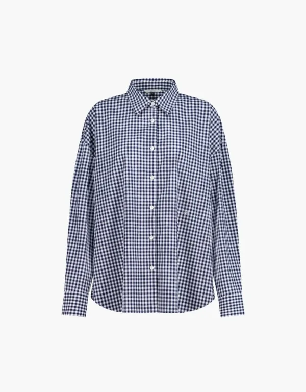 oversized check shirts - navy