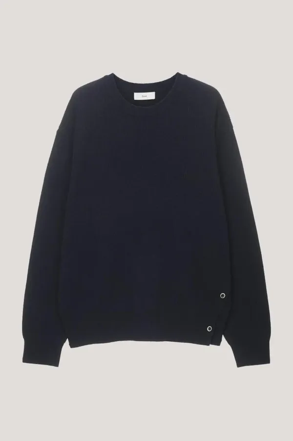 UNISEX BUTTONED CREWNECK SWEATER NAVY_UDSW4C107N2