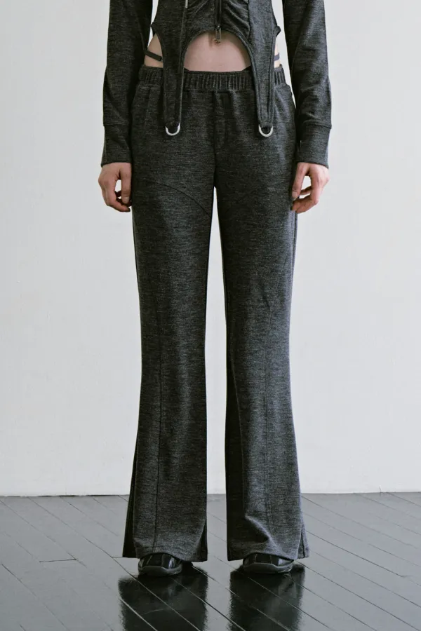 Slim Bootcut Set-up Sweat Pants [ Charcoal ]
