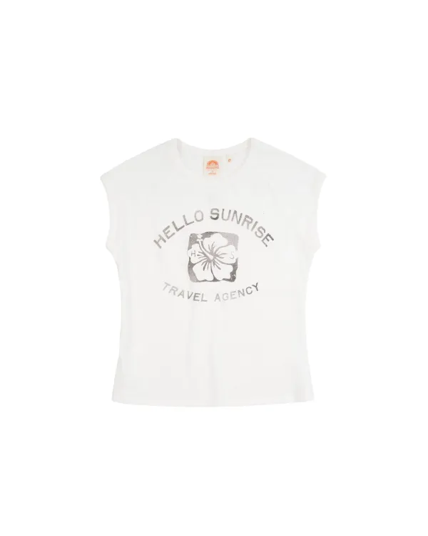 Flower Stamp Tee(W)_White