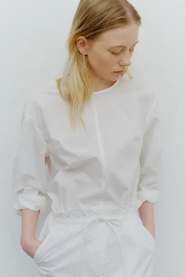 back open round cotton shirt (ivory)