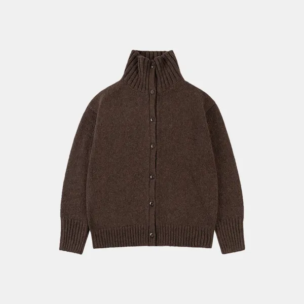 SIKN2164 하이넥 헤비 니트 가디건_Dark brown