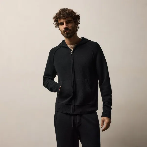 Recycled Cashmere Track Jacket - Black