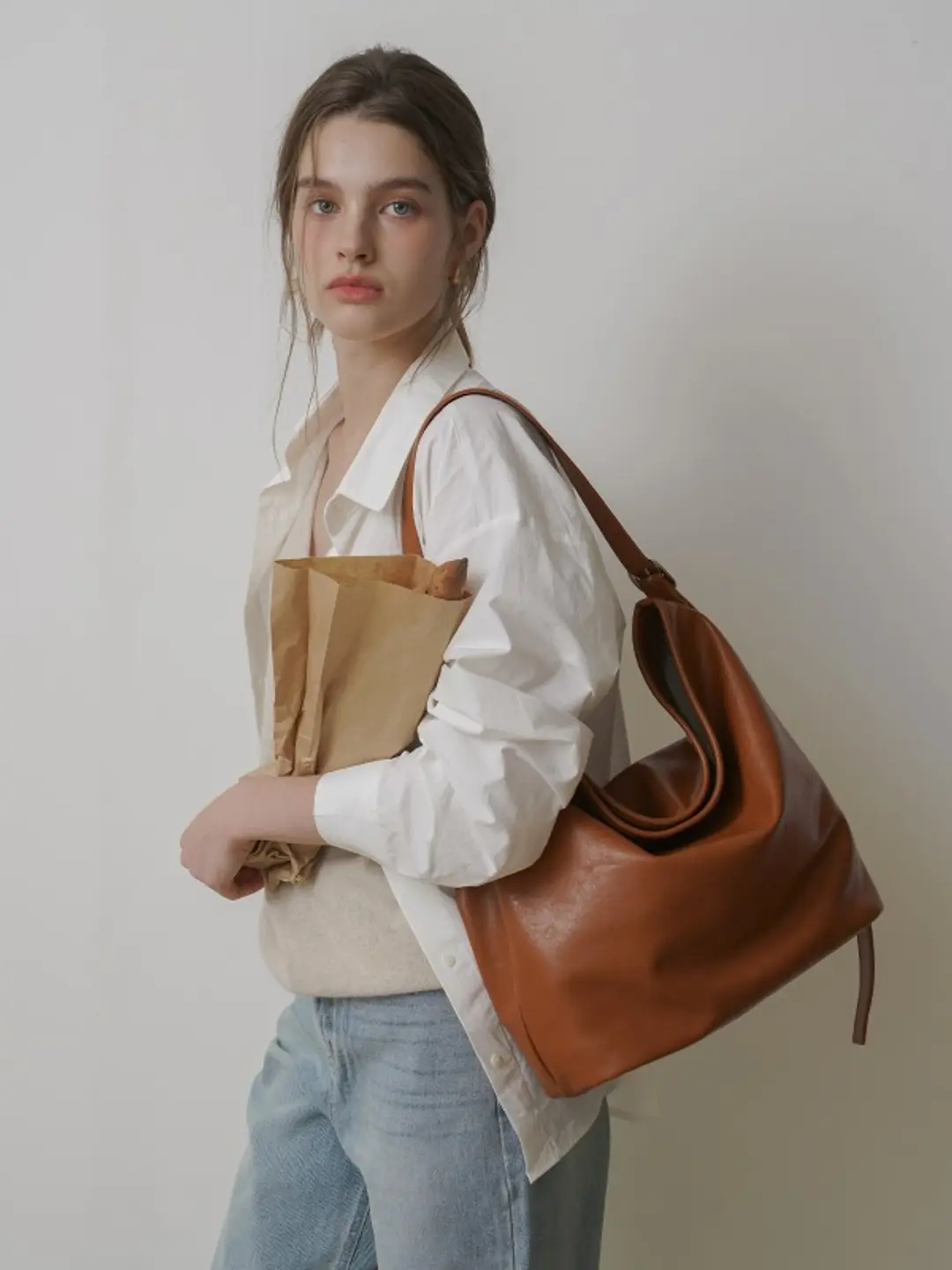 오브히 포에 버킷백 Poe Bucket Bag_Camel 상품 이미지 1