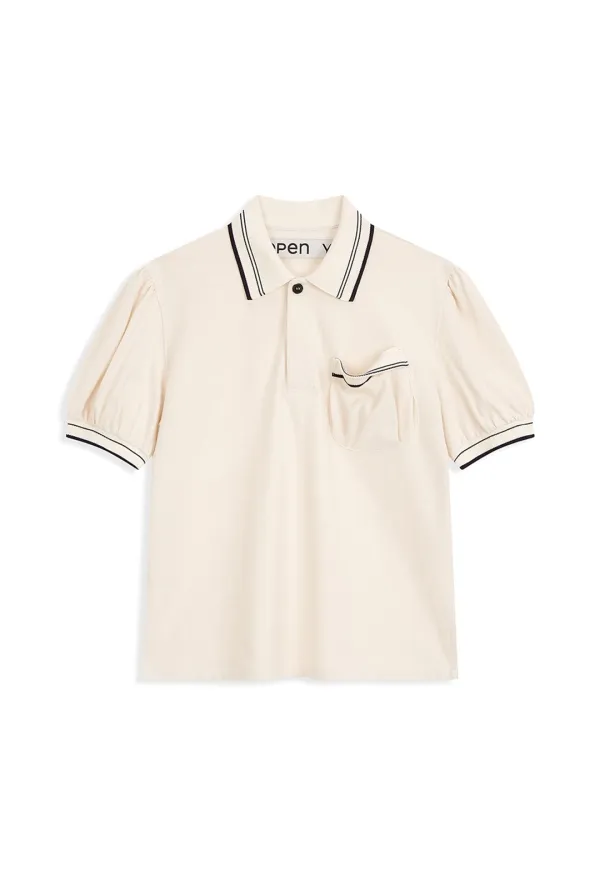 PUFFY PIQUÉ POLO, CREAM