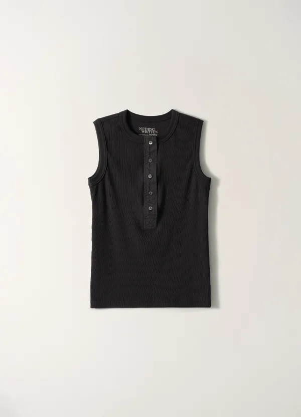 5TH / Tina henry neck sleeveless (Washed black)