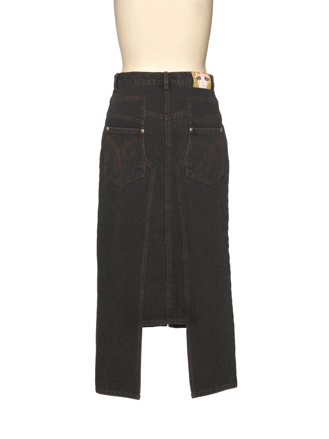 푸쉬버튼 FW26 BLACK PANEL DETAIL DENIM SKIRT 상품 이미지 1